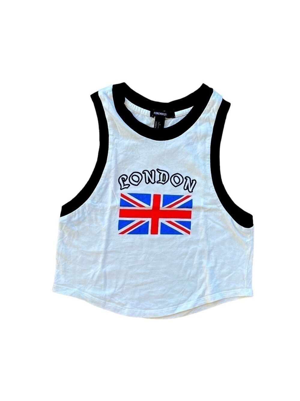2/$10 Forever 21 White London Cropped Tank Small